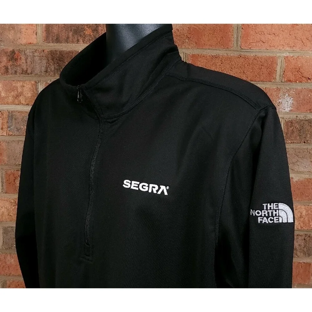 The North Face Black Sweatshirt Tech 1/4 Zip Fleece Mens Size XL Segra Logo
